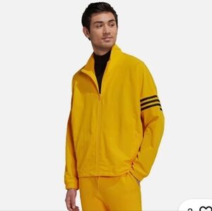 Adidas Men's Bright Yellow Jacket/Pants Set with Black Stripes